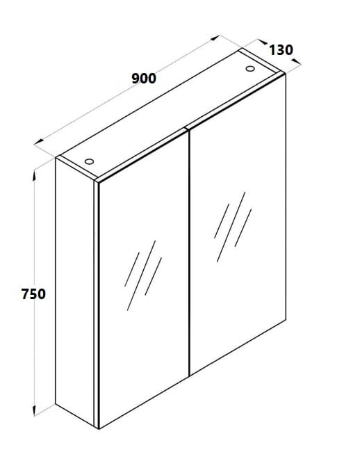 ECT Vanities MIRO NUTRO90 NUTRO Light Oak Mirror Shaving Cabinet 900x750x130mm