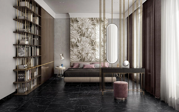EST Tile EST 02567 PIEMME 600X600MM MAJESTIC ROYAL NERO NAT/RET MADE IN ITALY