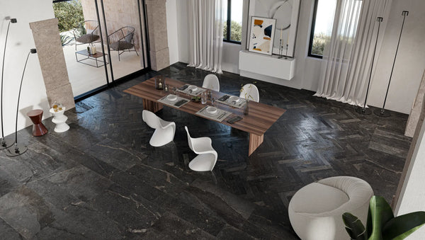 EST Tile EST 04015 PIEMME 10X53 IBLA CHEVRON NERA NAT/RET MADE IN ITALY