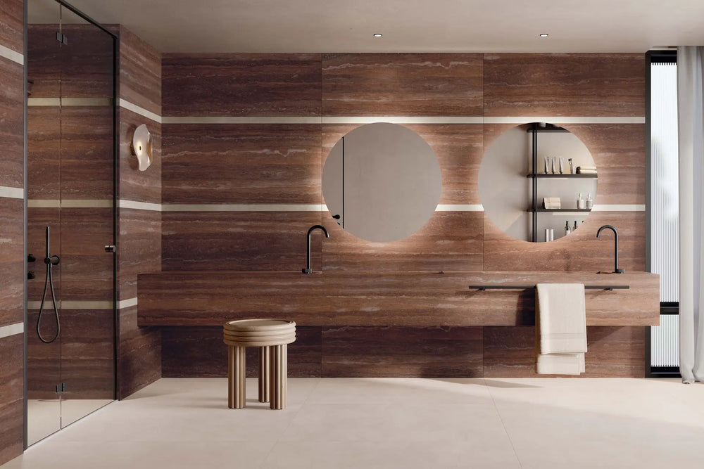 Sensi Roma Red Natural Travertine Look Tile 1200X1200mm