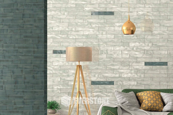 EV Tile IT-BRU-WD-37061 Brush Italian Porcelain Tile White Dust 370x61x6 Glossy