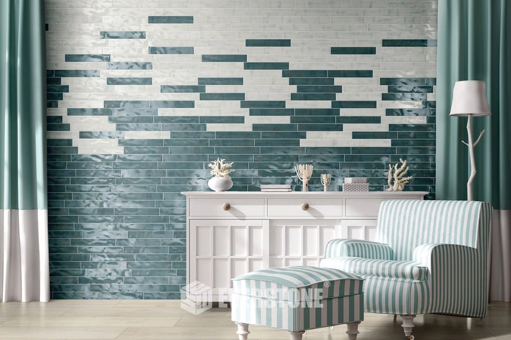 Brush Italian Gloss Subway Tile White Dust 370x61x6mm