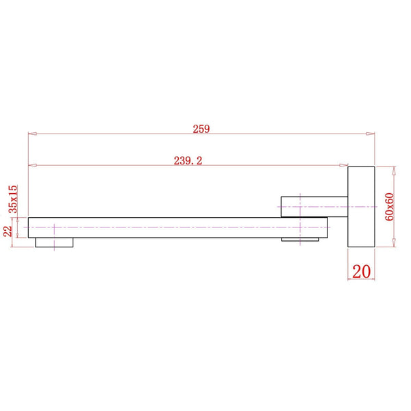 TSI Mixer Taps BLAZE Series Chrome Bathtub/Basin Wall Spout CH0003.BS