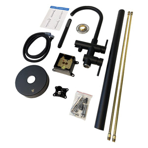 TSI Mixer Taps Round Black Freestanding Bath Mixer With Handheld Shower OX0116.BS