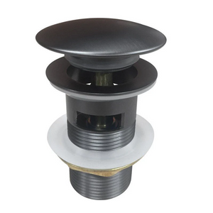 GM004.PUW 32/40MM GUN METAL GREY MUSHROOM SOLID BRASS BASIN POP UP WASTE WITH OVERFLOW