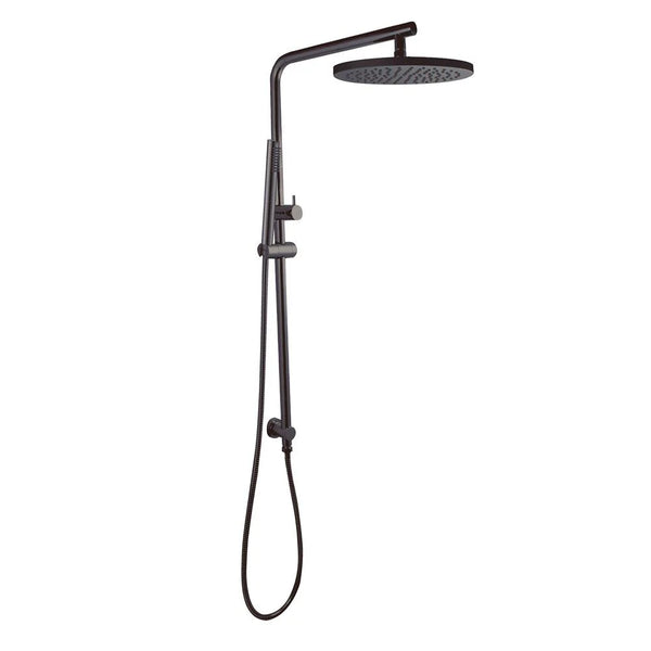 10'' ROUND GUN METAL GREY SHOWER STATION TOP WATER INLET