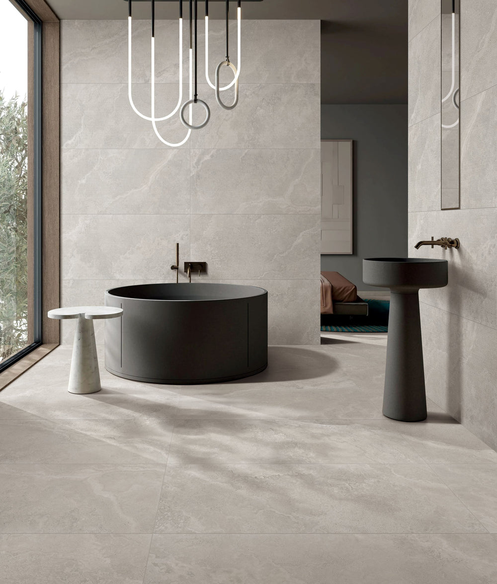 612CRWSVD 612CR03D CROWN TRAVERTINE SILVER STRUCTURED DECOR P3 600X1200