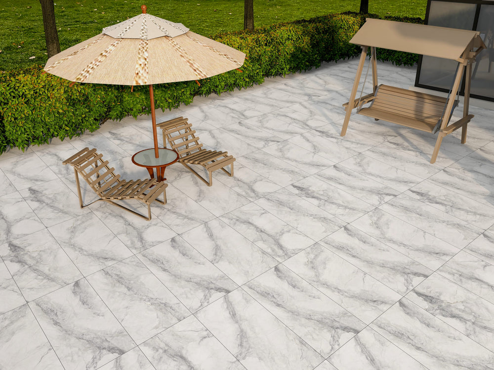 Altura Oakley White Matt Marble Look Tile 600x1200mm