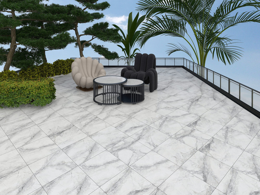 Altura Oakley White Matt Marble Look Tile 600x600mm