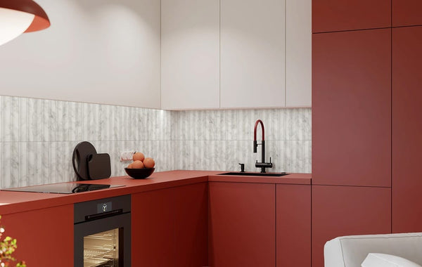 GNS Tile AMIWHS13 AMI50301 AMICI CALACATTA WHITE CONCAVE SUBWAY SATIN 50X300