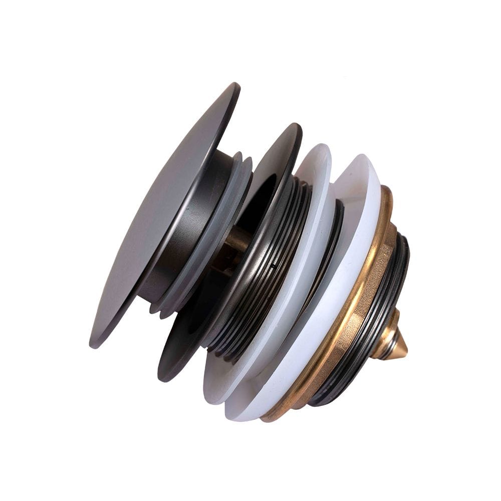 BUGM002.TWN 40MM GUN METAL GREY SOLID BRASS BATHTUB MUSHROOM POP UP WASTE DRAIN NO OVERFLOW