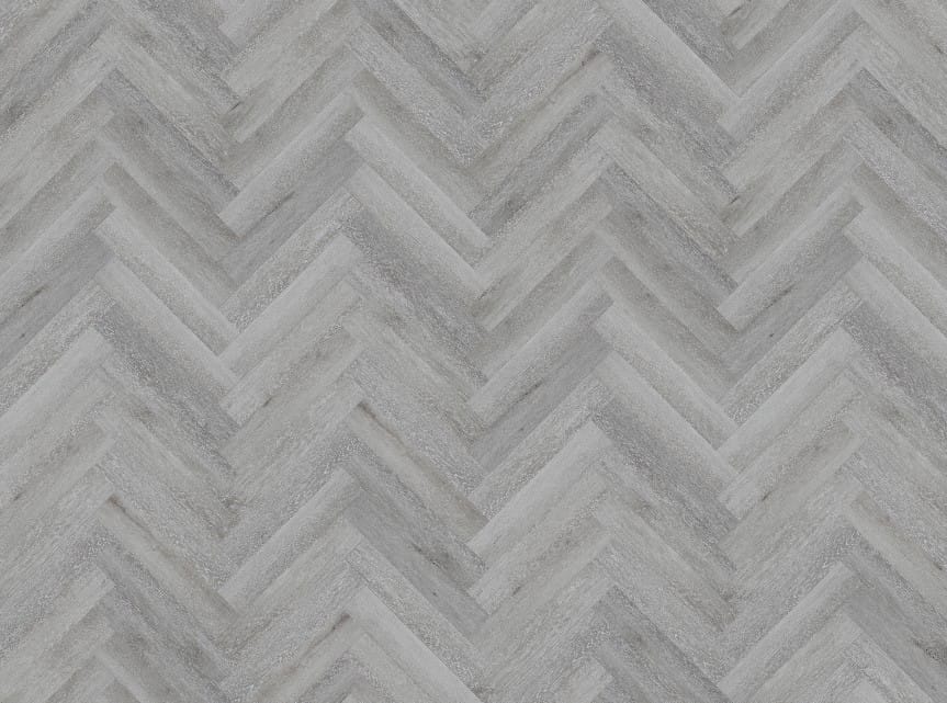 Obsidian 9mm Herringbone Hybrid Floor 625 x 125 x 9.0mm - Grey Leaf