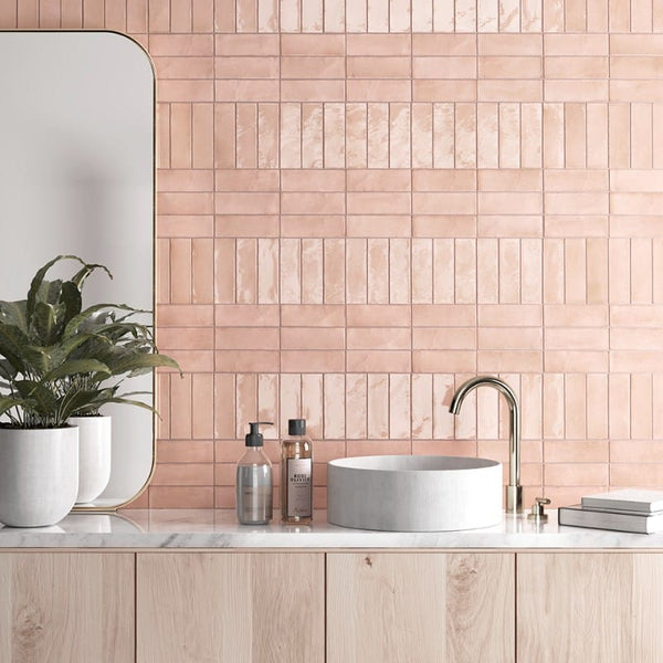 DSS Tile Coco Orchard Pink Matt Subway Tile 50X150mm Made in Spain