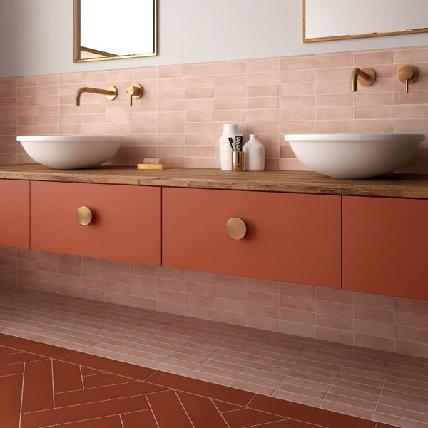 DSS Tile Coco Orchard Pink Matt Subway Tile 50X150mm Made in Spain
