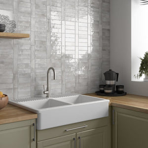 DSS Tile Coco Amber Grey Gloss Subway Tile 50X150mm Made in Spain
