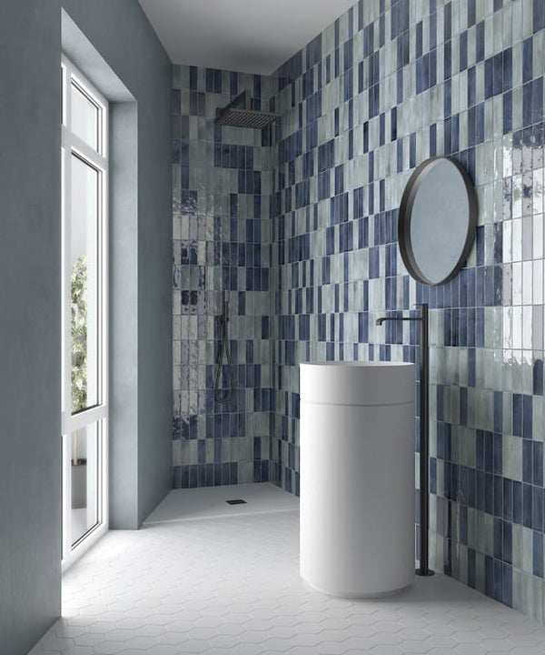 DSS Tile Coco Blue Grass Gloss Subway Tile 50X150mm Made in Spain