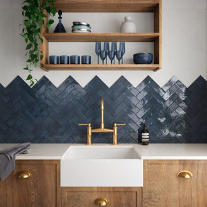 DSS Tile Coco Blue Night Gloss Subway Tile 50X150mm Made in Spain