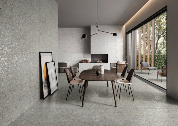 DSS Tile Frammenta Terrazzo Look Tile Bianco Polish 300x600mm
