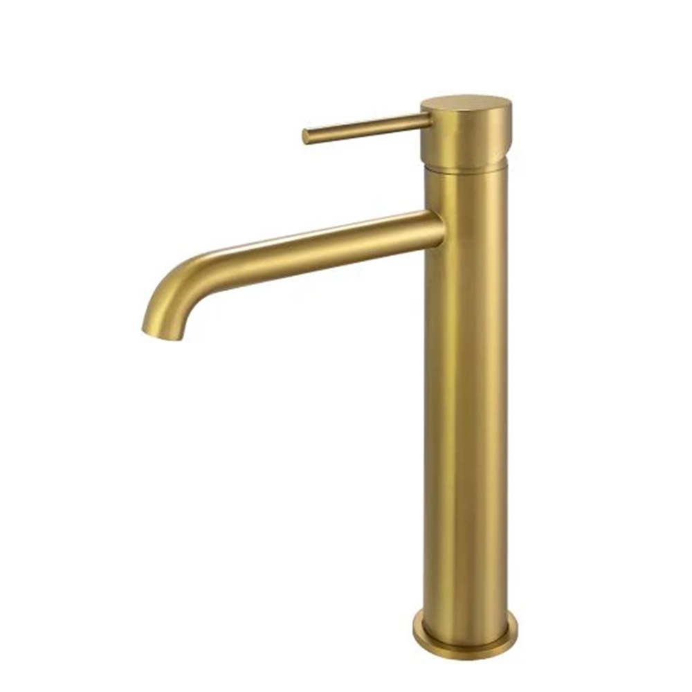 BUYG0151.BM LUCID PIN SERIES ROUND BRUSHED BRASS TALL BASIN MIXER