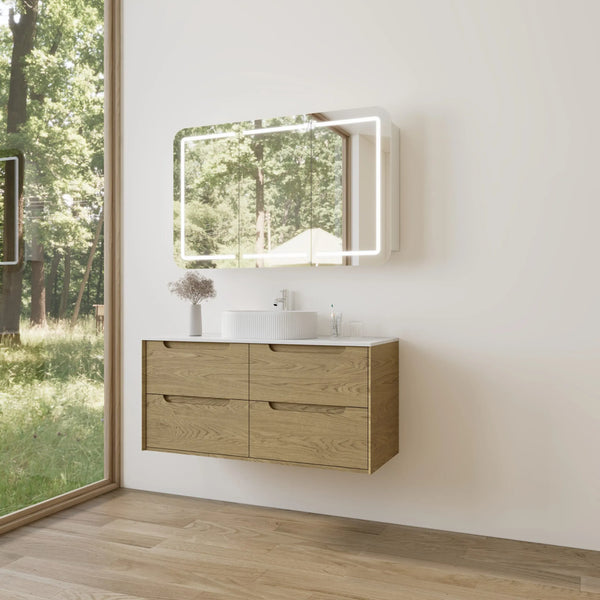 KDK Vanity Brooklyn Red Oak Wall Hung Vanity Cabinet 1200mm - Single Bowl