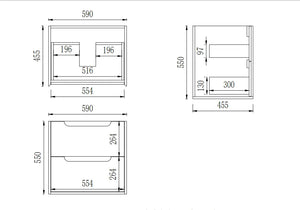 KDK Vanity Brooklyn Ashwood Wall Hung Vanity Cabinet 600mm