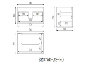 KDK Vanity Brooklyn Ashwood Wall Hung Vanity Cabinet 750mm