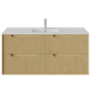 KDK Vanity Brooklyn Red Oak Fluted Wall Hung Vanity Cabinet 1200mm - Single Bowl