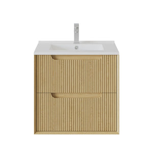 KDK Vanity Brooklyn Red Oak Fluted Wall Hung Vanity Cabinet 600mm