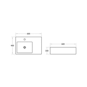 KDK Basins B35L - Above Counter / Wall Hung Basin 600x400x160MM