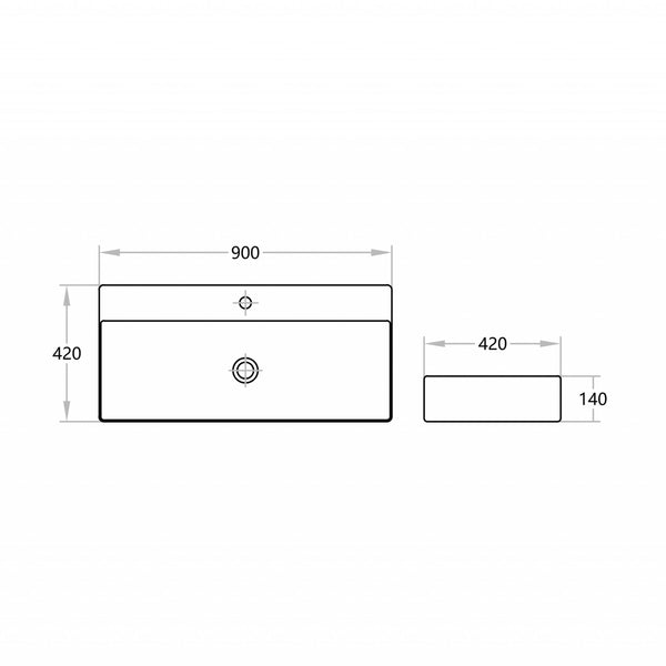 KDK Basins B9042 - Above Counter / Wall Hung Basin 900x420x140MM