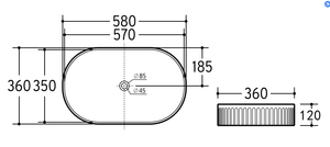KDK Basins CA5836-GW Above Counter Basin 580*360*120mm Gloss White