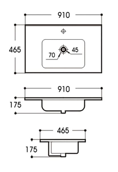 KDK-D900B Under Counter Basin 910*465*175mm