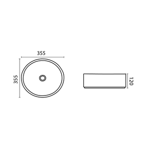 KDK Basins PA3535CG Above Counter Basin 355*355*120mm Concrete Grey