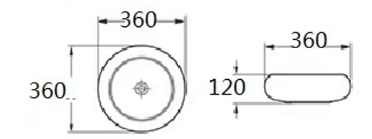 PA3612MW Above Counter Basin 360*360*120mm Matt White