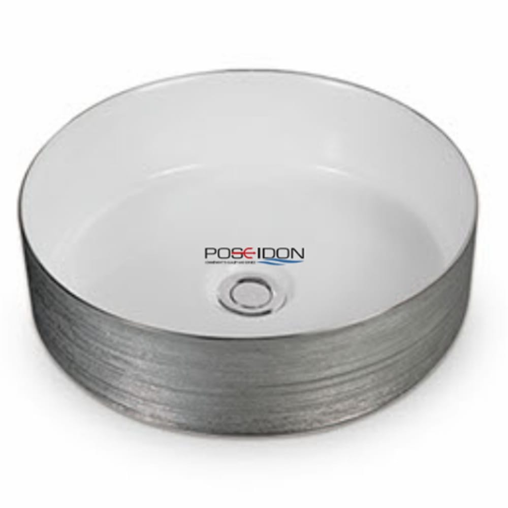 KDK Basins PA3636SW Above Counter Gloss White Basin 346*346*114mm Silky Silver outside