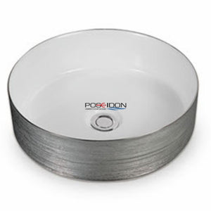KDK Basins PA3636SW Above Counter Gloss White Basin 346*346*114mm Silky Silver outside