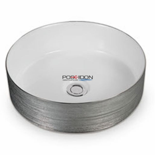 KDK Basins PA3636SW Above Counter Gloss White Basin 346*346*114mm Silky Silver outside