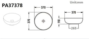 KDK Basins PA37378MW Above Counter Basin 370*370*110mm Matt White