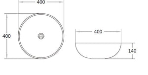 KDK Basins PA4040MG Above Counter Basin 405*405*115mm Matt Grey