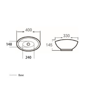 KDK Basins PA4134 Above Counter Basin 400*330*145mm Gloss White