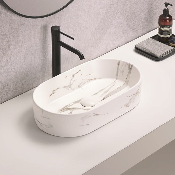 KDK Basins PA5230CRA Above Counter Basin 525*300*115mm White Carrara