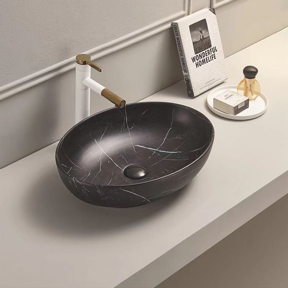 KDK Basins PA5239MBM Above Counter Basin 520*395*130mm Black Carrara