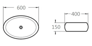 KDK Basins PA6040MB Above Counter Basin 600*400*150mm Matt Black