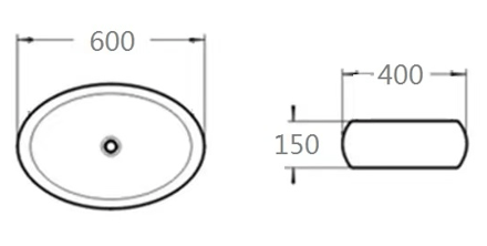 KDK Basins PA6040MB Above Counter Basin 600*400*150mm Matt Black