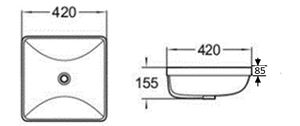 KDK Basins PI4242 Insert Basin 420*420*155mm