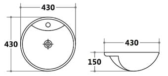 KDK Basins PSR4343 Semi-Reccessed Basin 430*430*150mm