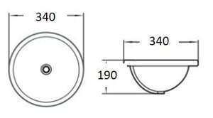 KDK Basins PU3434 Undermount Basin 340*340*190mm