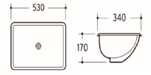 KDK Basins PU5334 Undermount Basin 530*340*170mm