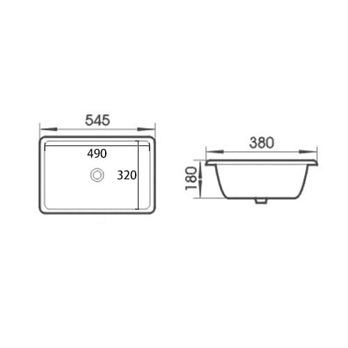 KDK Basins PU5438 Undermount Basin 545*380*180mm
