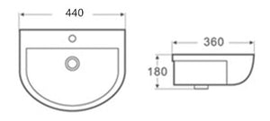 KDK Basins PW4336 - Above Counter / Wall Hung Basin 440x360x180MM